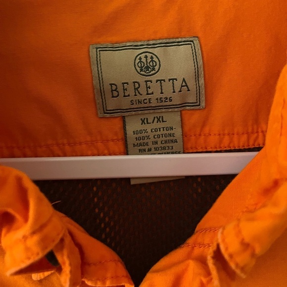 Baretta Men’s Orange Button Down Short Sleeve Vented Tactical Shirt XL - Picture 3 of 10